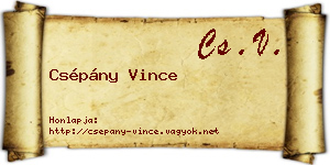 Csépány Vince névjegykártya